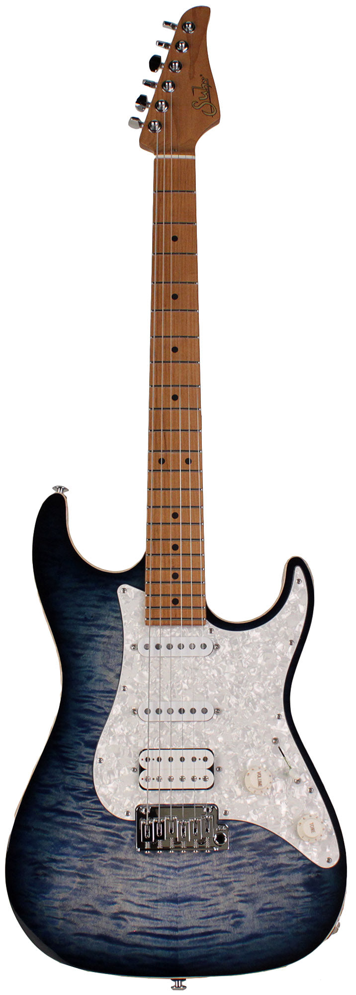 Suhr Standard Plus Guitar, Trans Whale Blue Burst, Roasted Maple