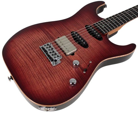 Suhr Select Standard Mahogany Guitar, Faded Trans Wine Red Burst