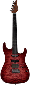 Suhr Select Standard Mahogany Guitar, Quilted Faded Trans Red Wine Burst