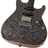 Suhr Select Standard Mahogany Guitar, Burl Trans Blue Denim Slate - Humbucker Music