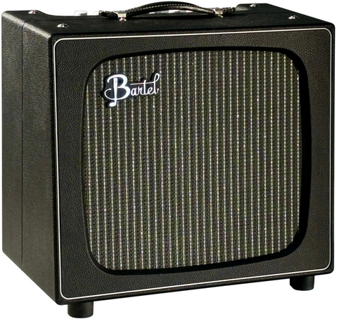 Black guitar amplifier with 'Bartel' branding on a white background