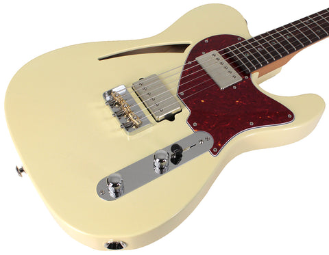 Suhr Select Alt T Cat's Eye Guitar, Vintage White, Tortoise Shell - Humbucker Music