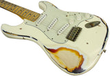 Nash S-57 Guitar, Olympic White over 3 Tone Sunburst