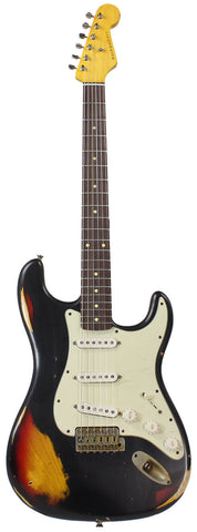 Nash S-63 Guitar, Black over 3 Tone Sunburst