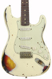 Nash S-63 Guitar, Olympic White over 3 Tone Sunburst