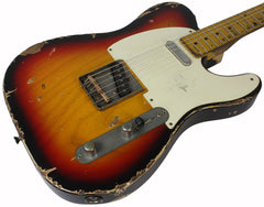 Nash T57 Guitar, 3 Tone Sunburst, Heavy Relic
