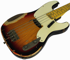 Nash PB-55 Bass Guitar, 3-Tone Sunburst, Heavy Relic