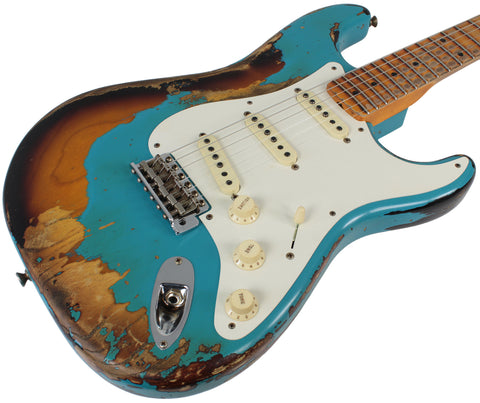 Fender Custom Shop 57 Heavy Relic Strat Limited Guitar, Taos Turquoise o/ 2TS