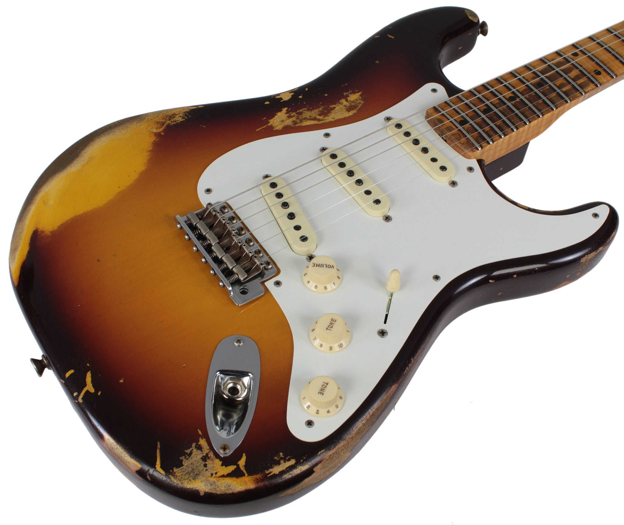 ギター VintageSpec.HardRelic Stratocaster Fender Custom Shop Heavy Relic 1958 Stratocaster, Chocolate 3TS