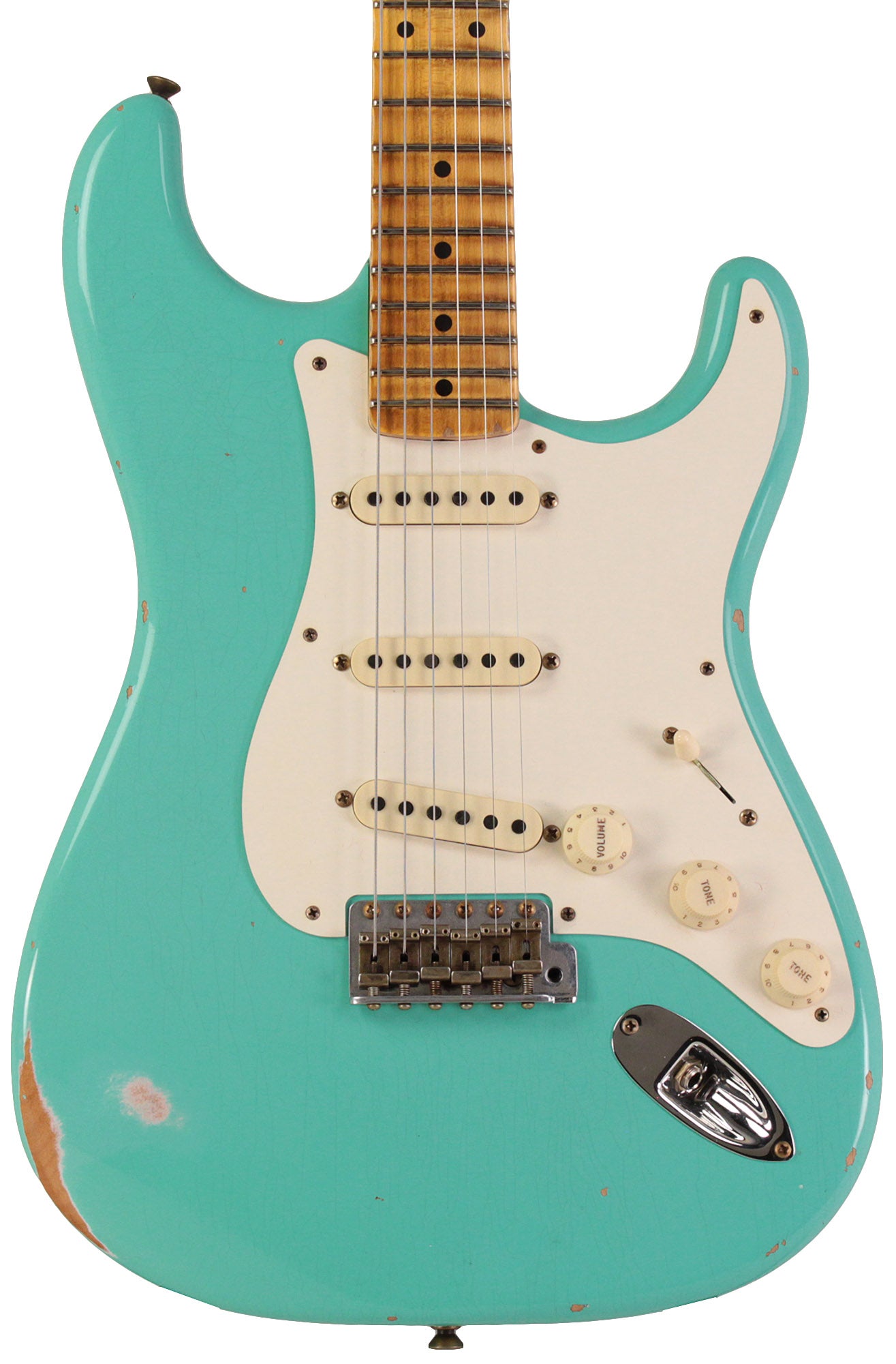 Fender Custom Shop Limited 1957 Stratocaster Relic Guitar, Faded Aged Sea  Foam Green