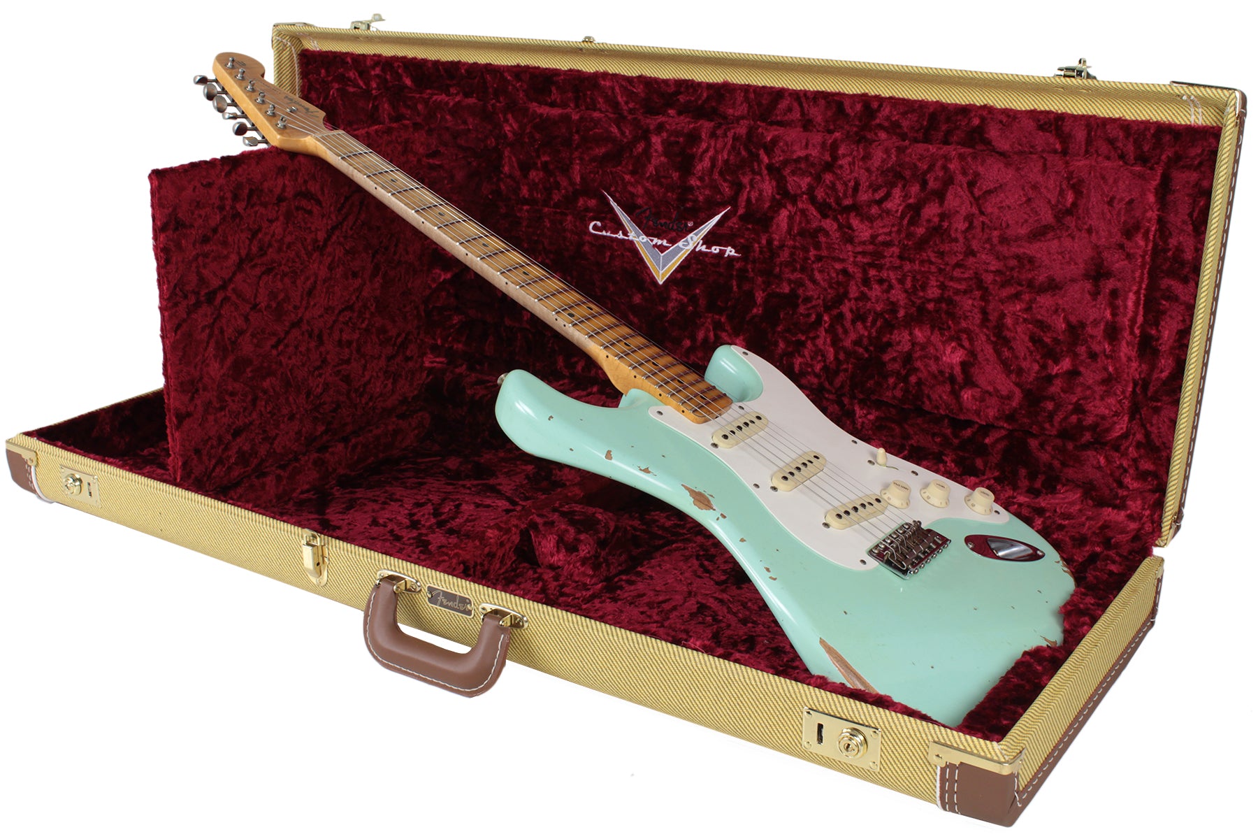 Fender Custom Shop 58 Relic Strat Guitar, Super Faded Surf Green