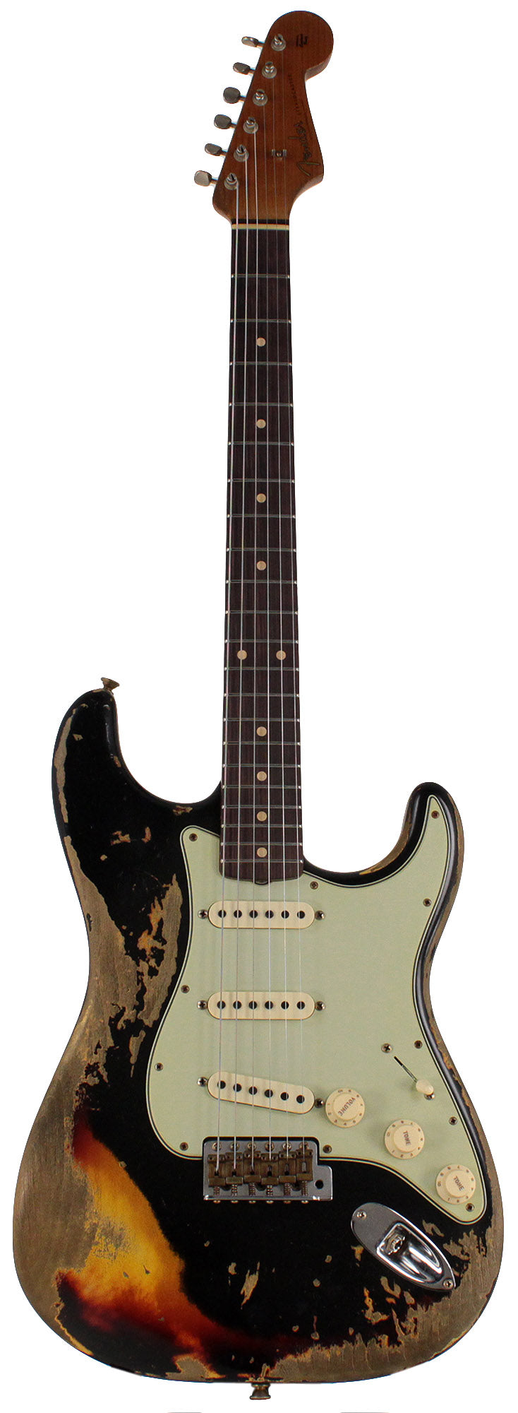 Fender Custom Shop 60/63 Super Heavy Relic Strat Guitar, Black o