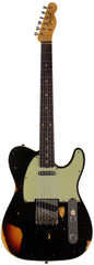 Fender Custom Shop 1960 Tele Custom Heavy Relic Guitar, Aged Black over Chocolate 3 Color Sunburst