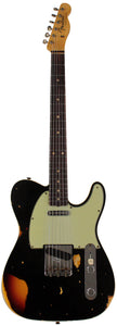 Fender Custom Shop 1960 Tele Custom Heavy Relic Guitar, Aged Black over Chocolate 3 Color Sunburst