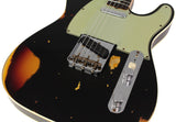 Fender Custom Shop 1960 Tele Custom Heavy Relic Guitar, Aged Black over Chocolate 3 Color Sunburst