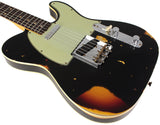 Fender Custom Shop 1960 Tele Custom Heavy Relic Guitar, Aged Black over Chocolate 3 Color Sunburst