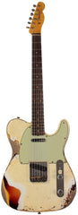 Fender Custom Shop Limited 1960 Telecaster Custom, Heavy Relic, Aged Olympic White Over 3-Color Sunburst