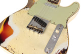Fender Custom Shop Limited 1960 Telecaster Custom, Heavy Relic, Aged Olympic White Over 3-Color Sunburst
