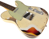 Fender Custom Shop Limited 1960 Telecaster Custom, Heavy Relic, Aged Olympic White Over 3-Color Sunburst