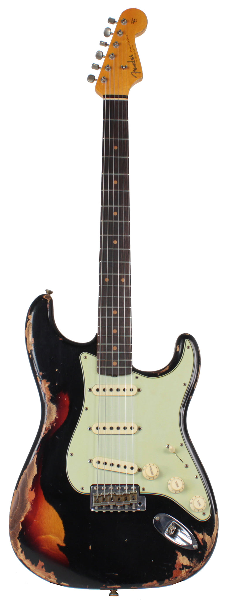 Fender Custom Shop 62 Heavy Relic Strat Guitar, Black o/ 3TS