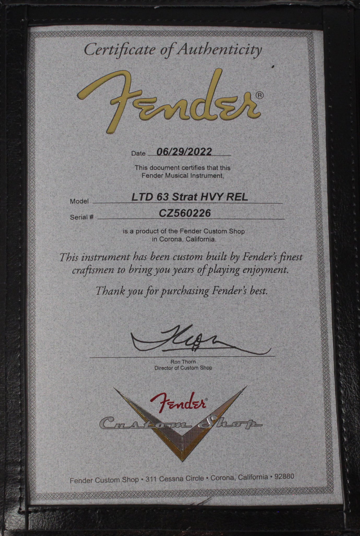 yk様オーダーページ Fender Custom Shop Limited 1963 Stratocaster, Heavy Relic, Aged