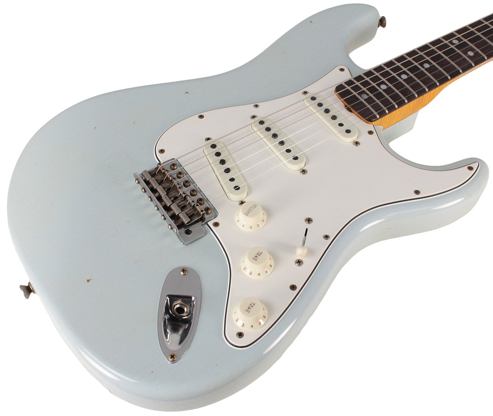 Fender Custom Shop 64 Journeyman Strat Guitar, Super Faded, Aged Sonic Blue