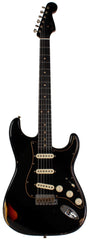 Fender Custom Shop Limited Dual-Mag II Strat Relic Guitar, Aged Black 3 Color Sunburst