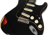 Fender Custom Shop Limited Dual-Mag II Strat Relic Guitar, Aged Black 3 Color Sunburst