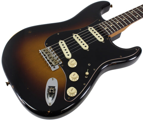 tobacco sunburst strat black pickguard OverDrive Custom Guitar Works' Custom Built 3 Tone Strat Enticing to the most discerning player Fender Custom Shop Limited Roasted