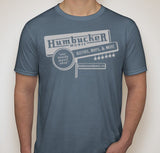 Humbucker Music Vintage Retro Guitar Store T-Shirt, Indigo Blue