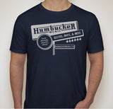 Humbucker Music Vintage Retro Guitar Store T-Shirt, Navy Blue