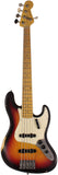 Nash JB5 Bass Guitar, 3-Tone Sunburst, Light Aging