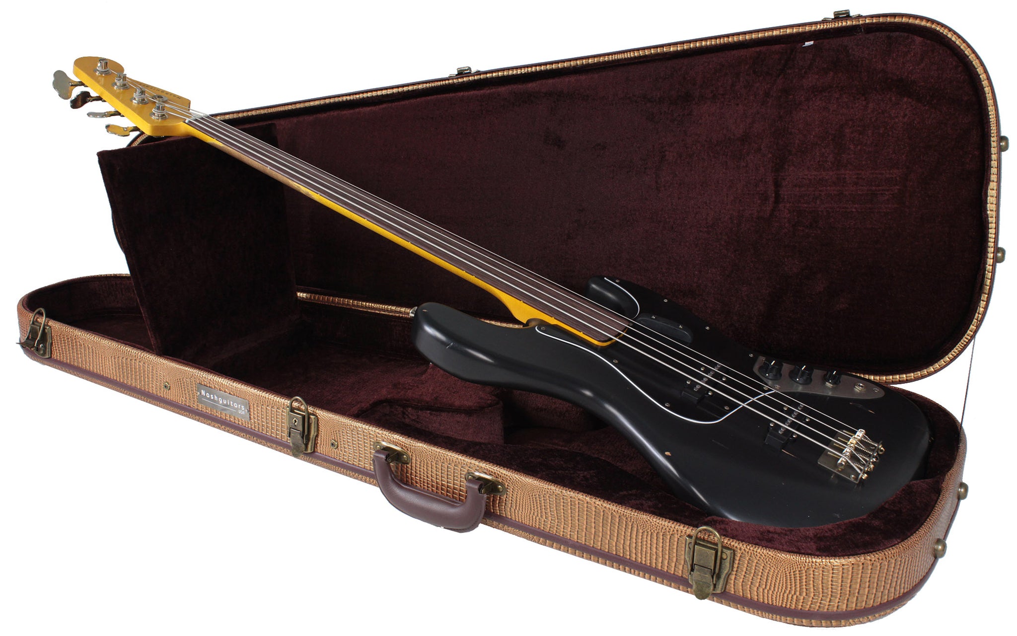 Nash JB63 Bass Guitar, Black, Fretless | Humbucker Music