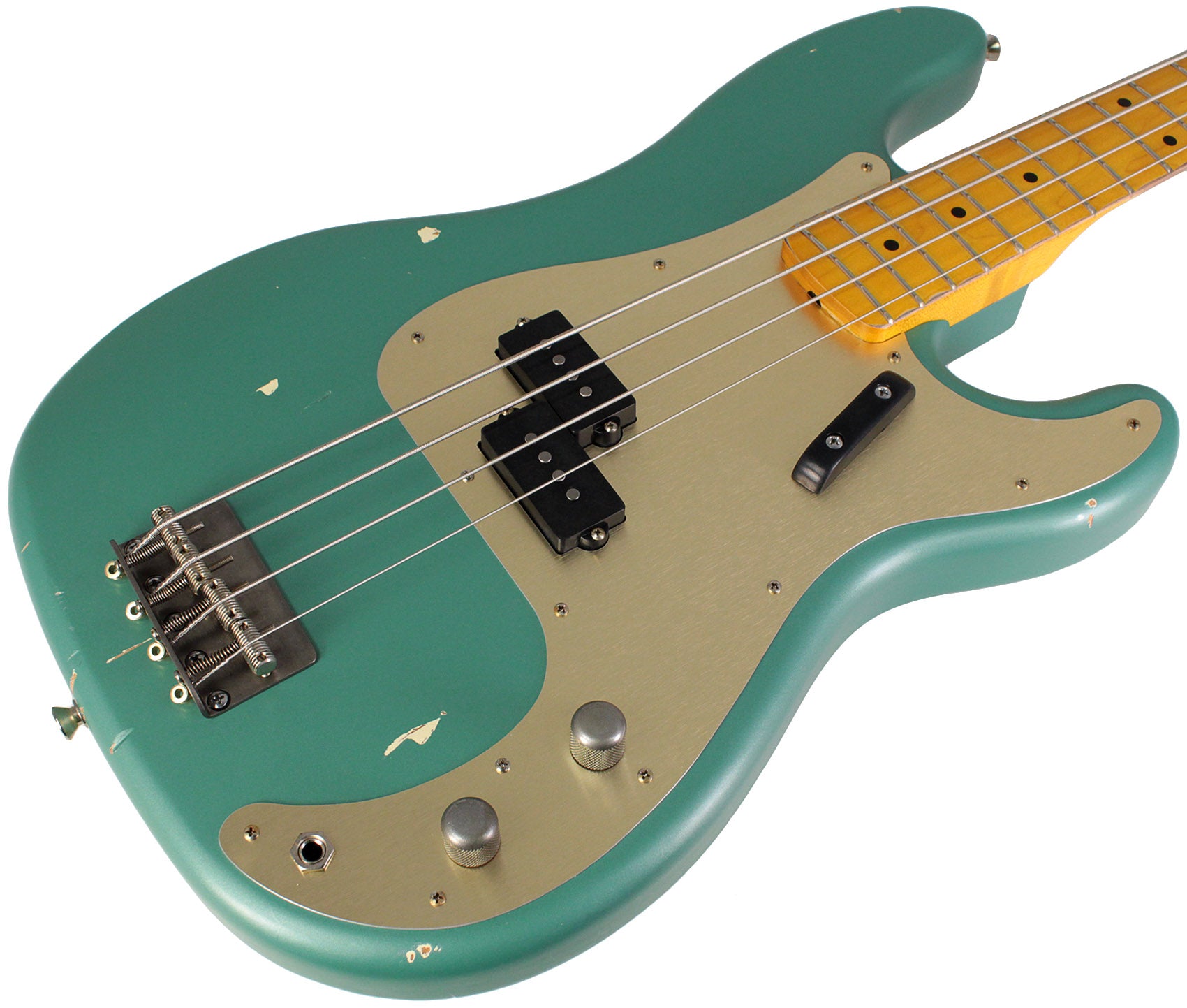 Nash PB57 Bass Guitar, Teal, Gold Anodized Pickguard | Humbucker Music