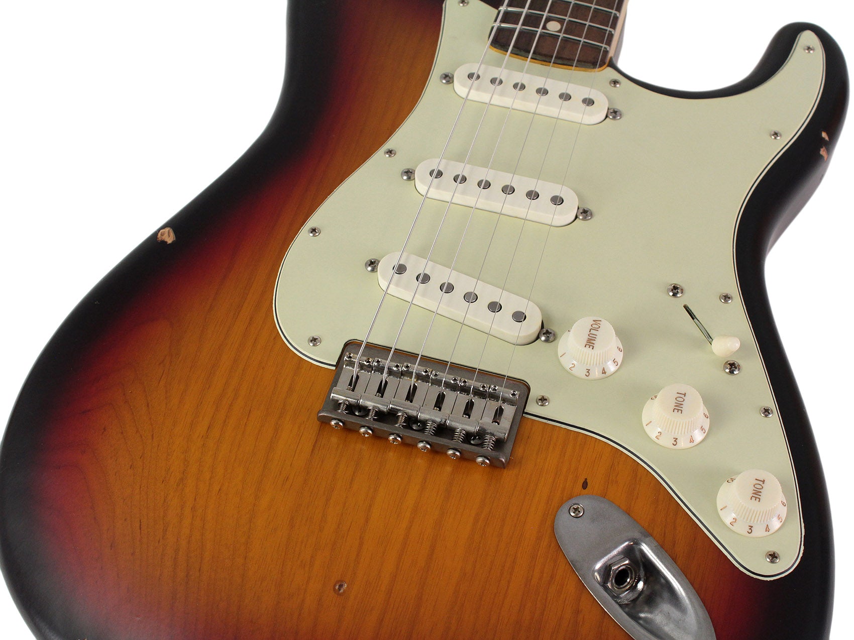 Nash S63 Guitar, 3-Tone Sunburst, Hard Tail, Light Aging