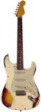 Nash S63 Guitar, Aged Olympic White over 3 Tone Sunburst