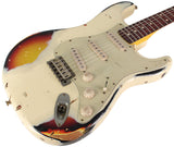 Nash S63 Guitar, Aged Olympic White over 3 Tone Sunburst