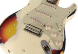 Nash S63 Guitar, Aged Olympic White over 3 Tone Sunburst