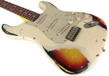 Nash S63 Guitar, Aged Olympic White over 3 Tone Sunburst