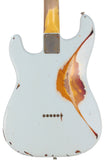 Nash S-63 Guitar, Sonic Blue over 3 Tone Sunburst, Hardtail, HSS