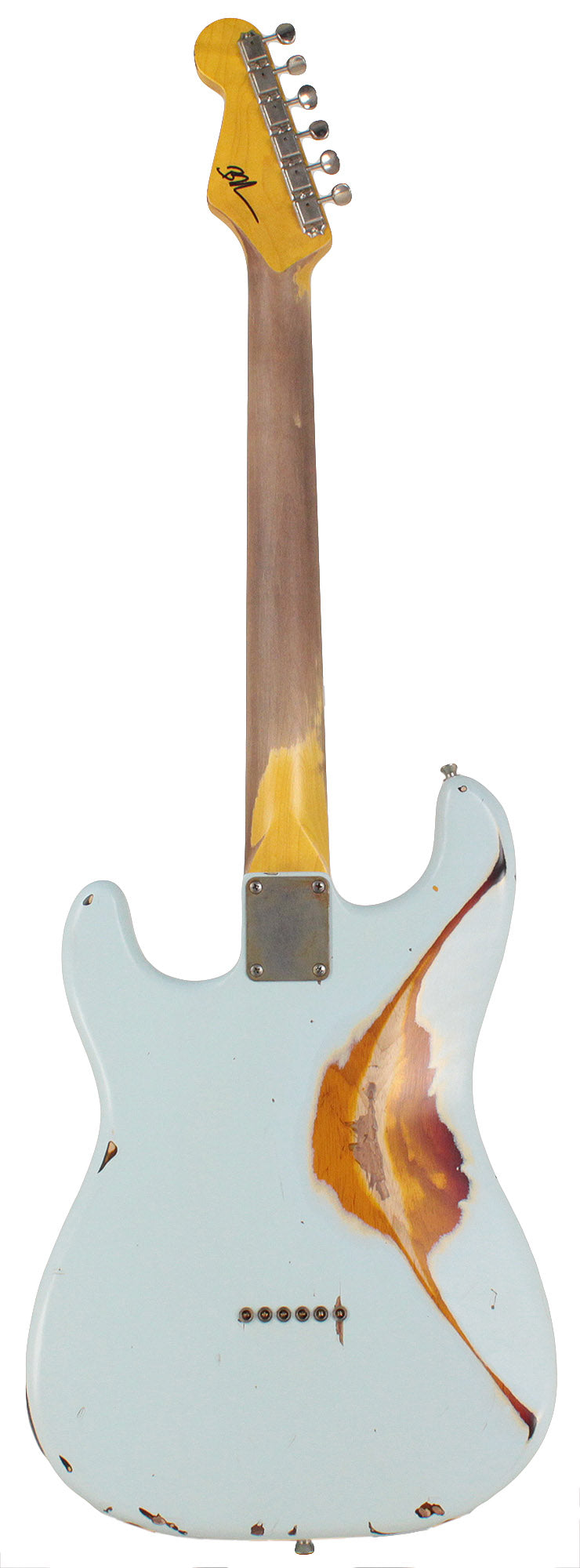 Nash S63 Guitar, Sonic Blue over 3 Tone Sunburst, Hardtail