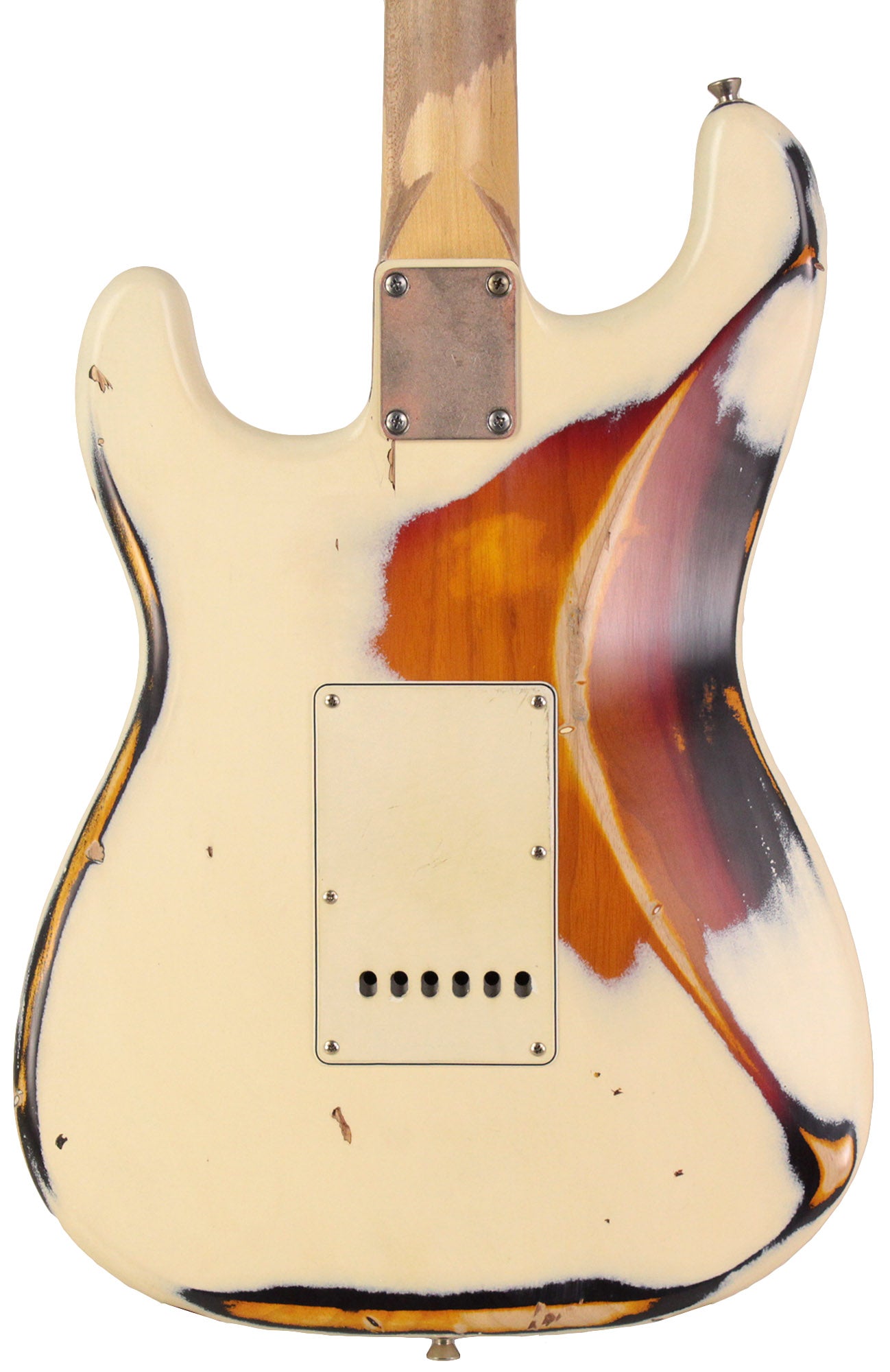 Nash S67 Guitar, Olympic White over 3 Tone Sunburst, Heavy Aging ...