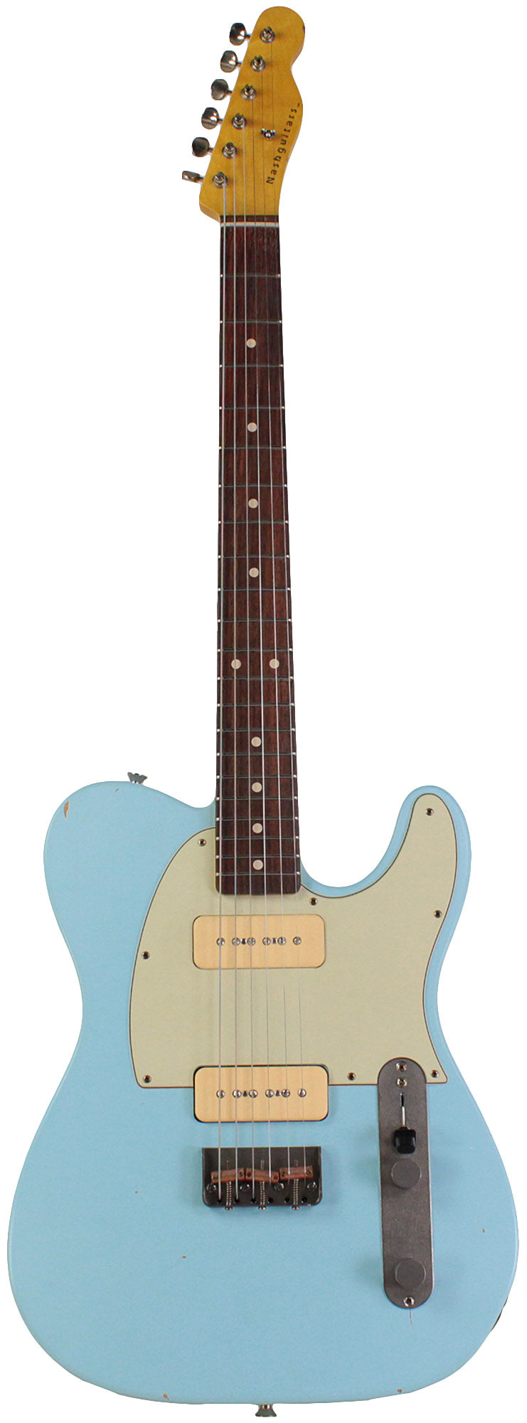 Nash T2HB Guitar, P90's, Sonic Blue, Light Aging | Humbucker Music