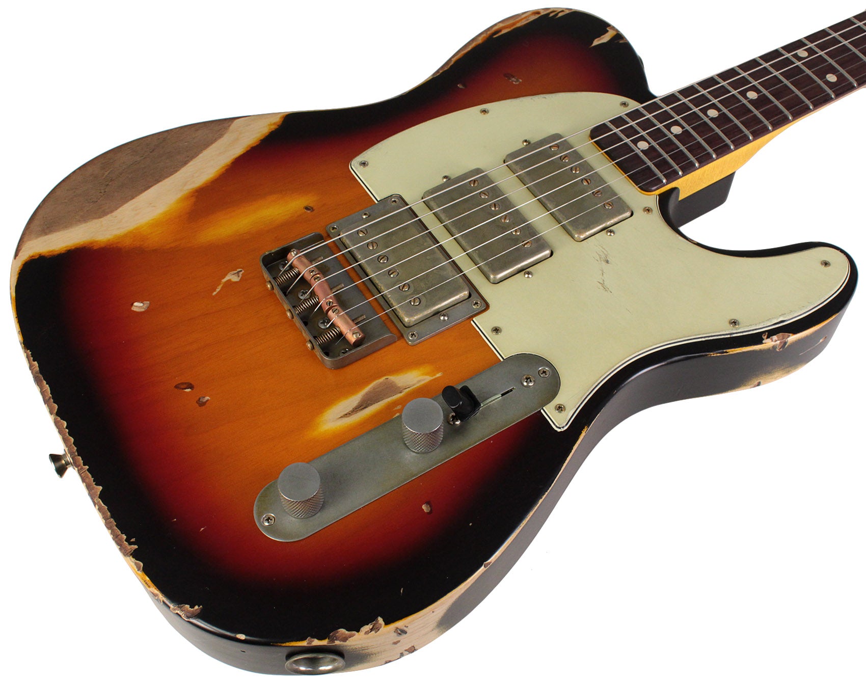 Nash T3HB Guitar, Lollar Imperials, 3 Tone Sunburst, Heavy Aging