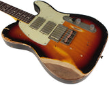 Nash T-3HB Guitar, Lollar Imperials, 3 Tone Sunburst, Heavy Aging