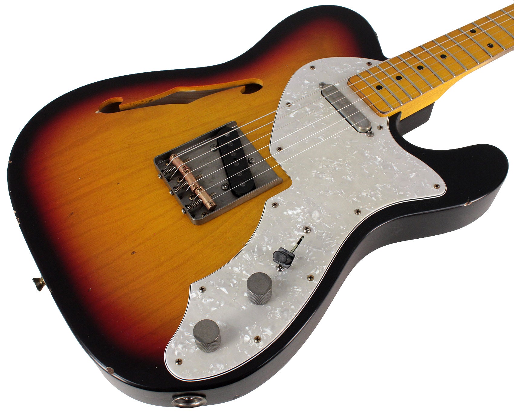 Nash T69TL Thinline Guitar, 3 Tone Sunburst | Humbucker Music