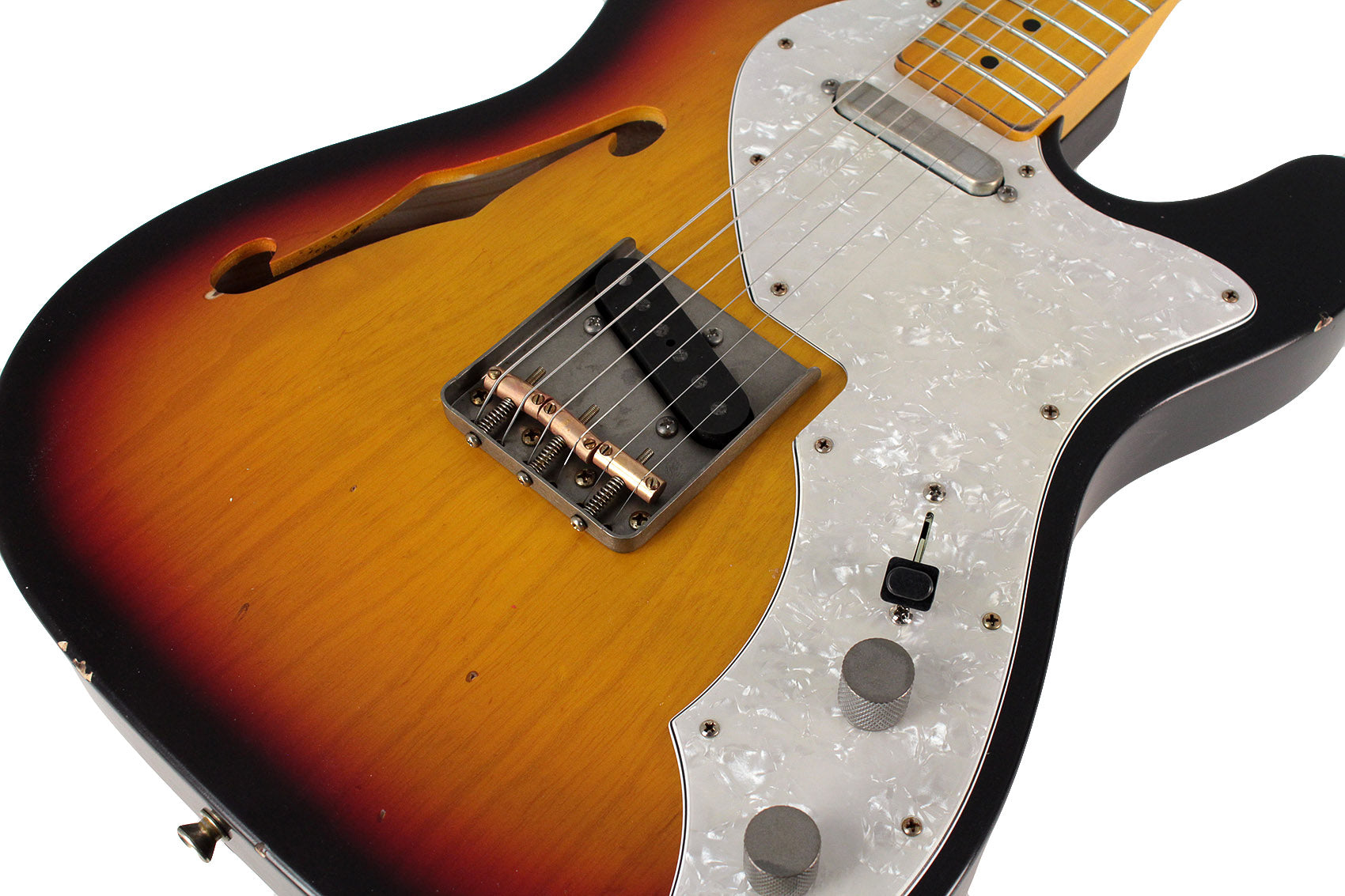 Nash T69TL Thinline Guitar, 3 Tone Sunburst | Humbucker Music