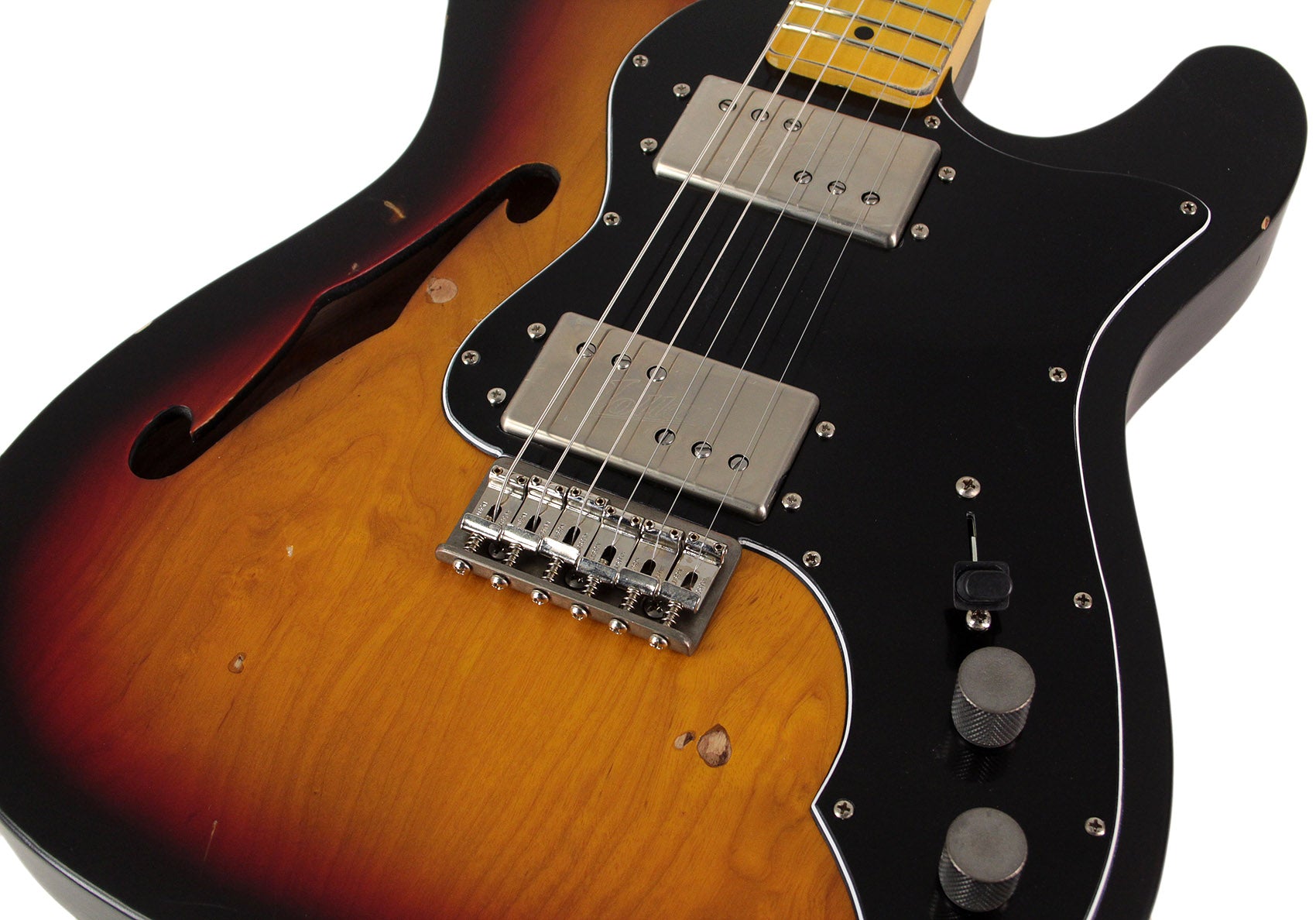 Nash T72TL Thinline Guitar, 3 Tone Sunburst, Light Aging