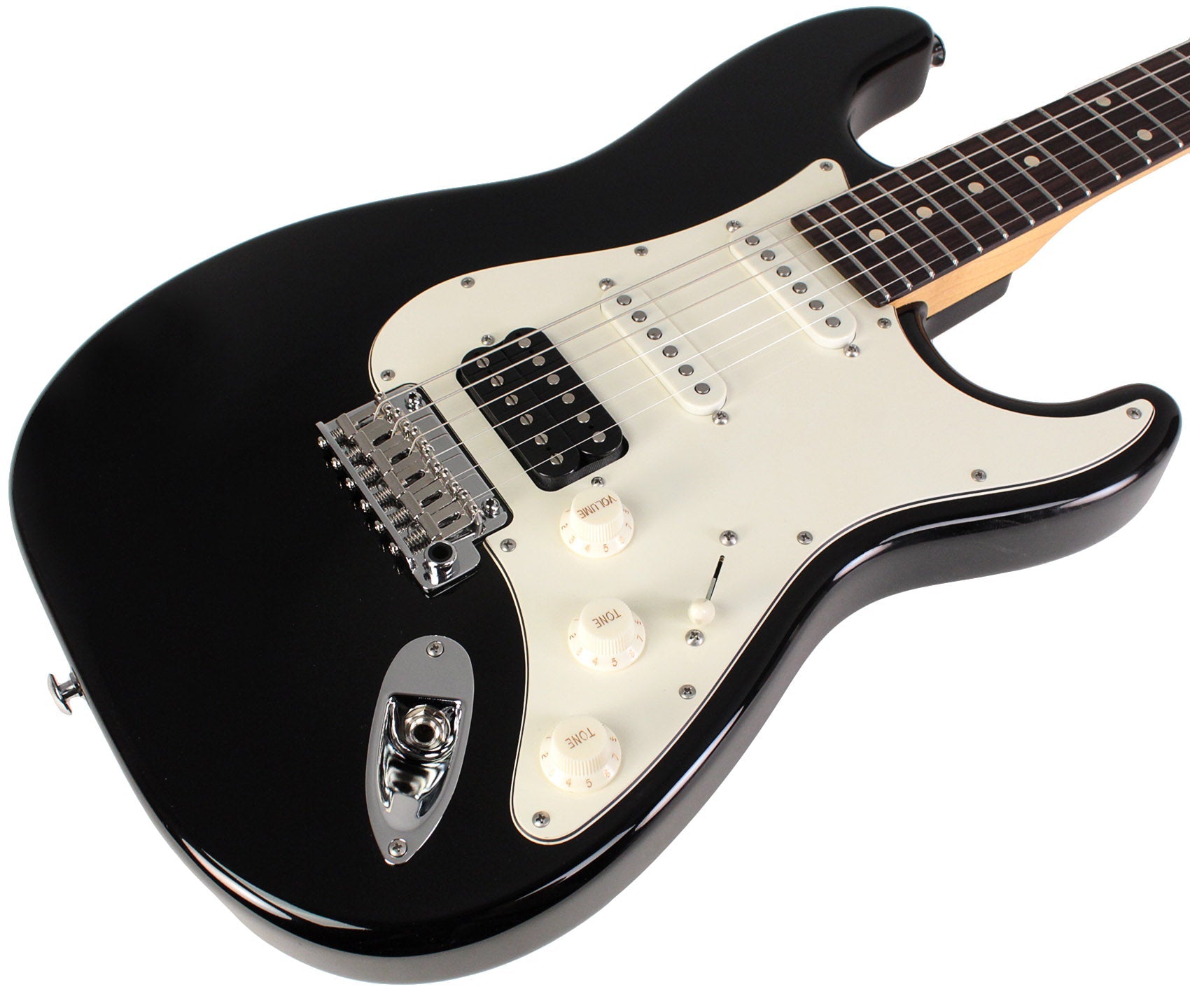 Suhr Classic S Antique Guitar, Black, Rosewood, HSS | Humbucker Music