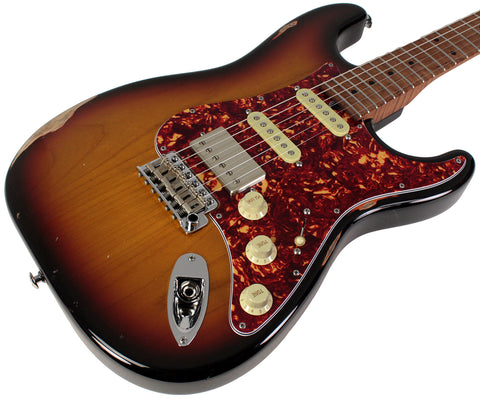 Suhr Select Classic S Antique HSS Guitar, Roasted Flamed Neck, 3 Tone Burst, Maple